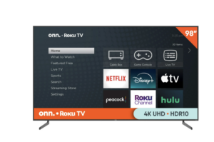 98” onn. Roku TV